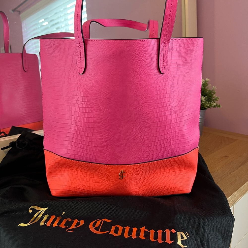 Brand new Juicy Couture bright pink and orange tote